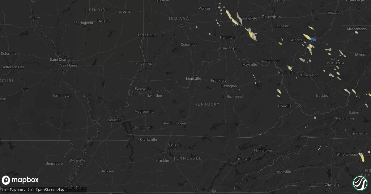 Hail map in Kentucky on September 4, 2026