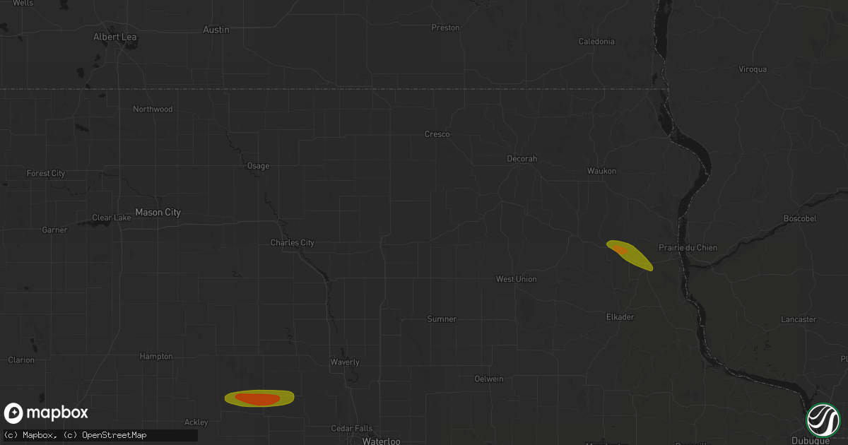 Hail map in Lawler, IA on September 4, 2026