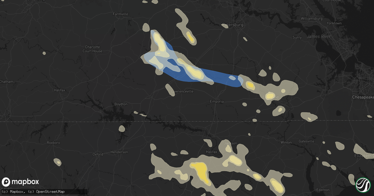 Hail map in Lawrenceville, VA on September 4, 2026