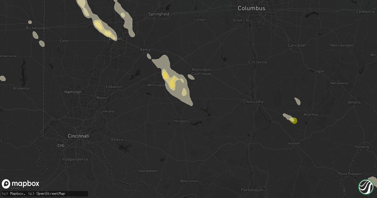 Hail map in Leesburg, OH on September 4, 2026