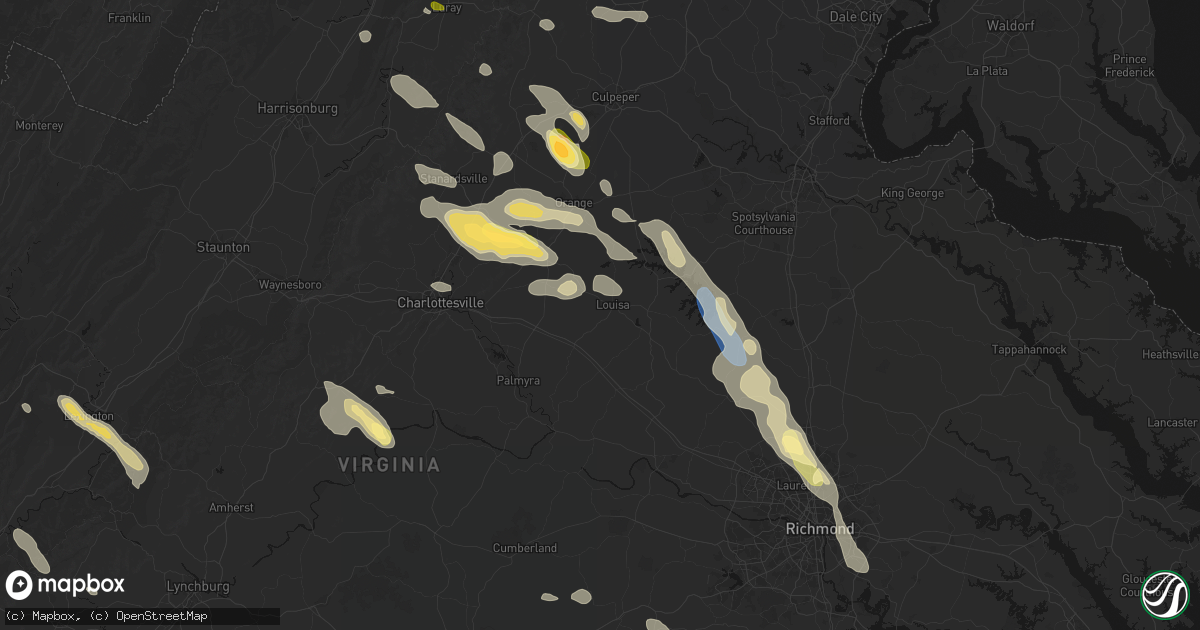 Hail map in Louisa, VA on September 4, 2026