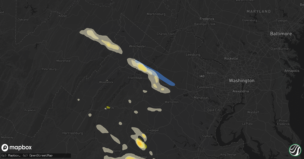 Hail map in Markham, VA on September 4, 2026