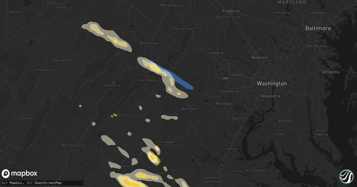 Hail map in Marshall, VA on September 4, 2026