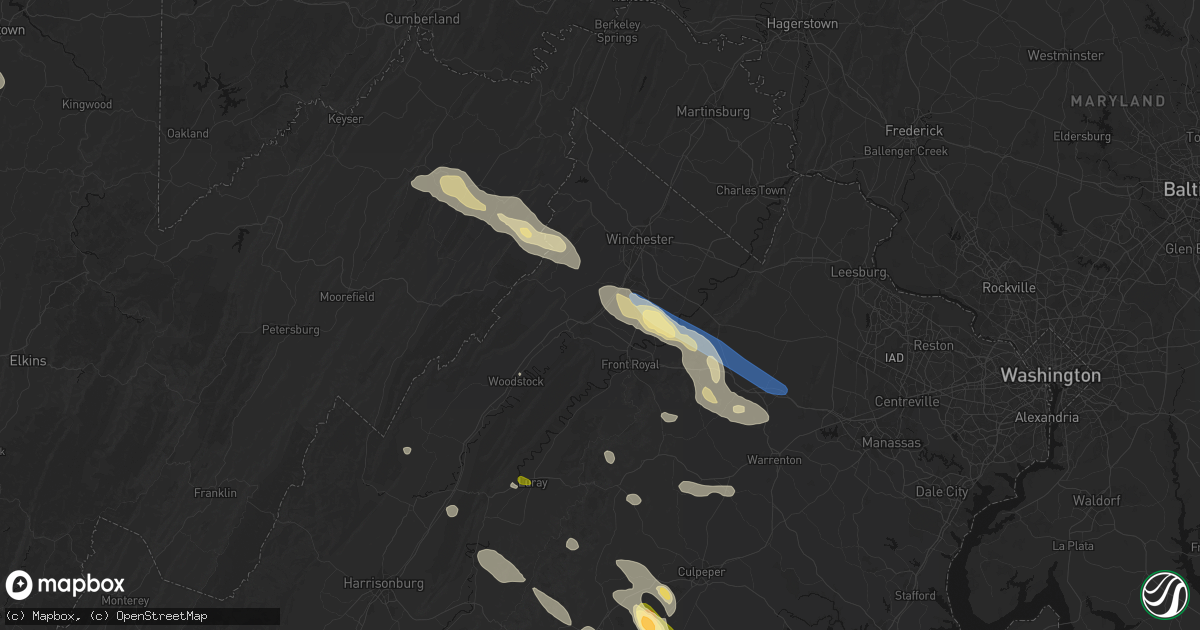 Hail map in Middletown, VA on September 4, 2026