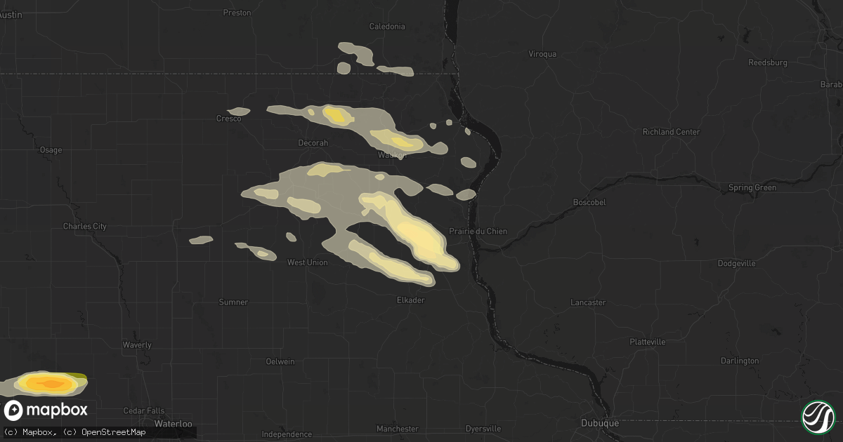 Hail map in Monona, IA on September 4, 2026