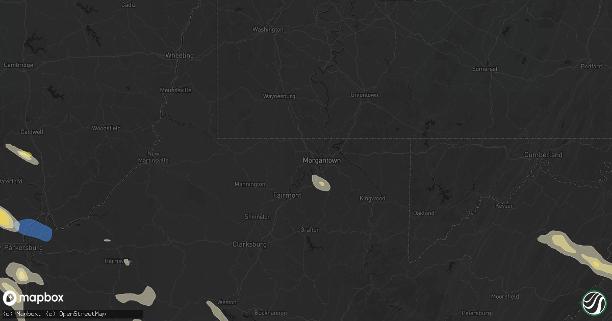 Hail map in Morgantown, WV on September 4, 2026