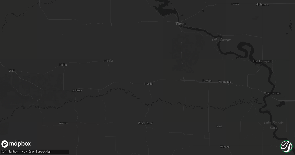 Hail map in Murdo, SD on September 4, 2026
