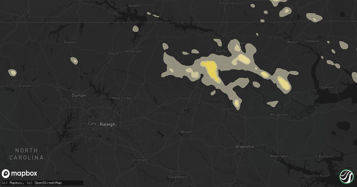 Hail map in Nashville, NC on September 4, 2026