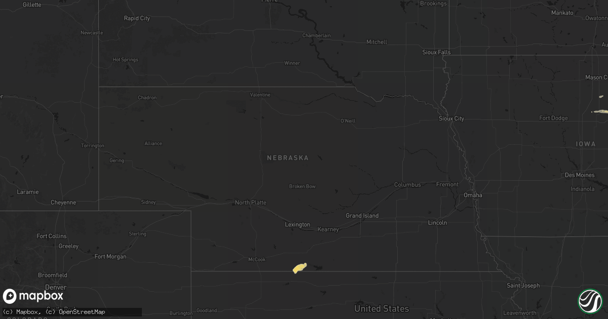 Hail map in Nebraska on September 4, 2026