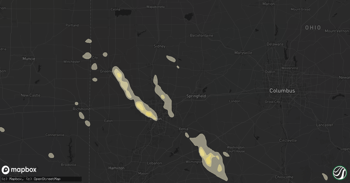 Hail map in New Carlisle, OH on September 4, 2026