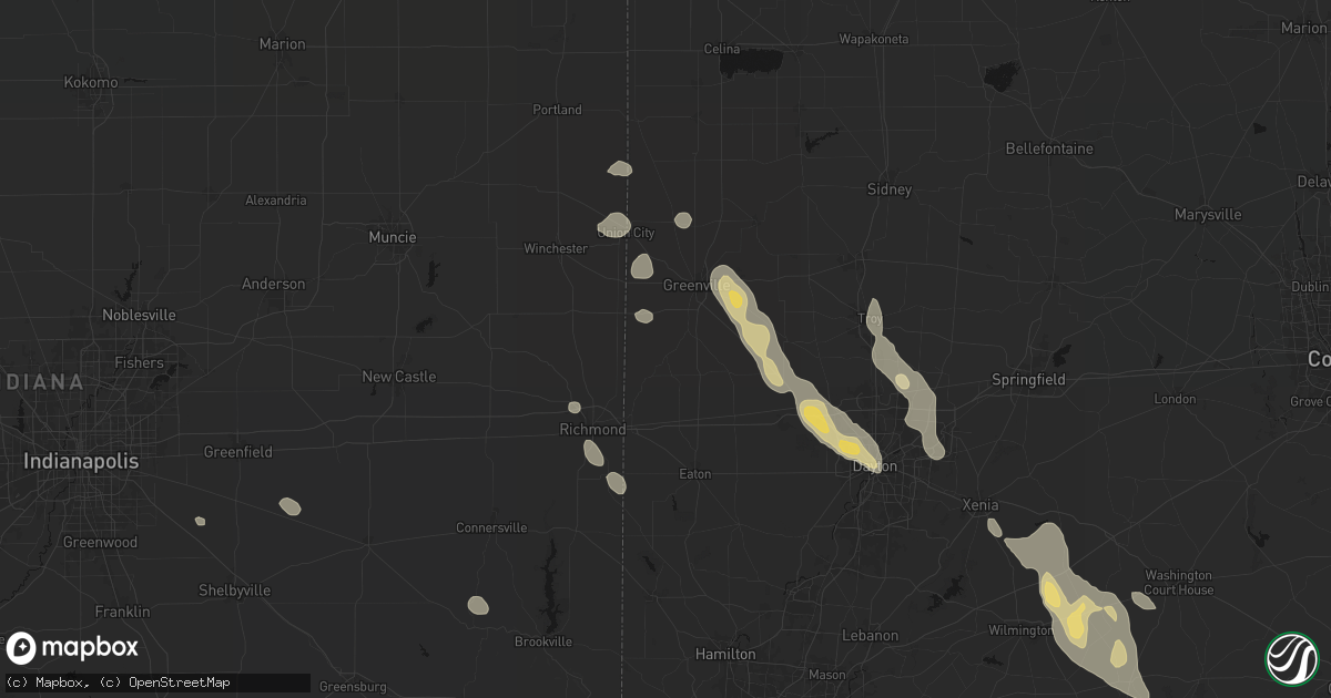 Hail map in New Madison, OH on September 4, 2026