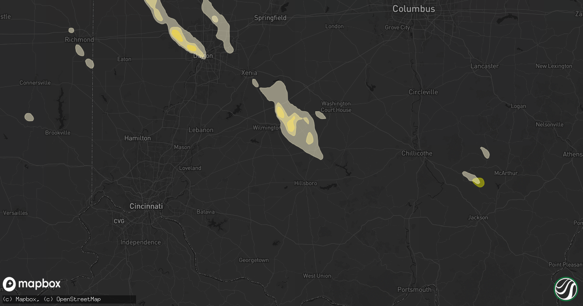 Hail map in New Vienna, OH on September 4, 2026