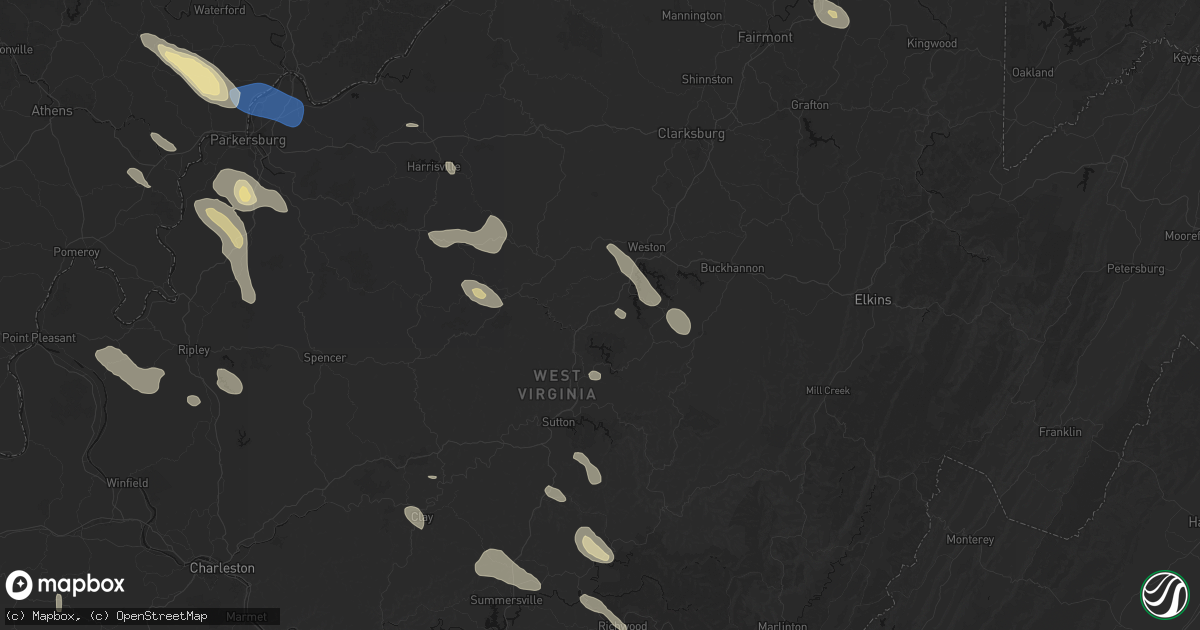 Hail map in Orlando, WV on September 4, 2026