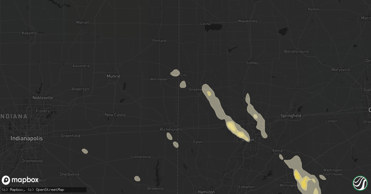 Hail map in Palestine, OH on September 4, 2026