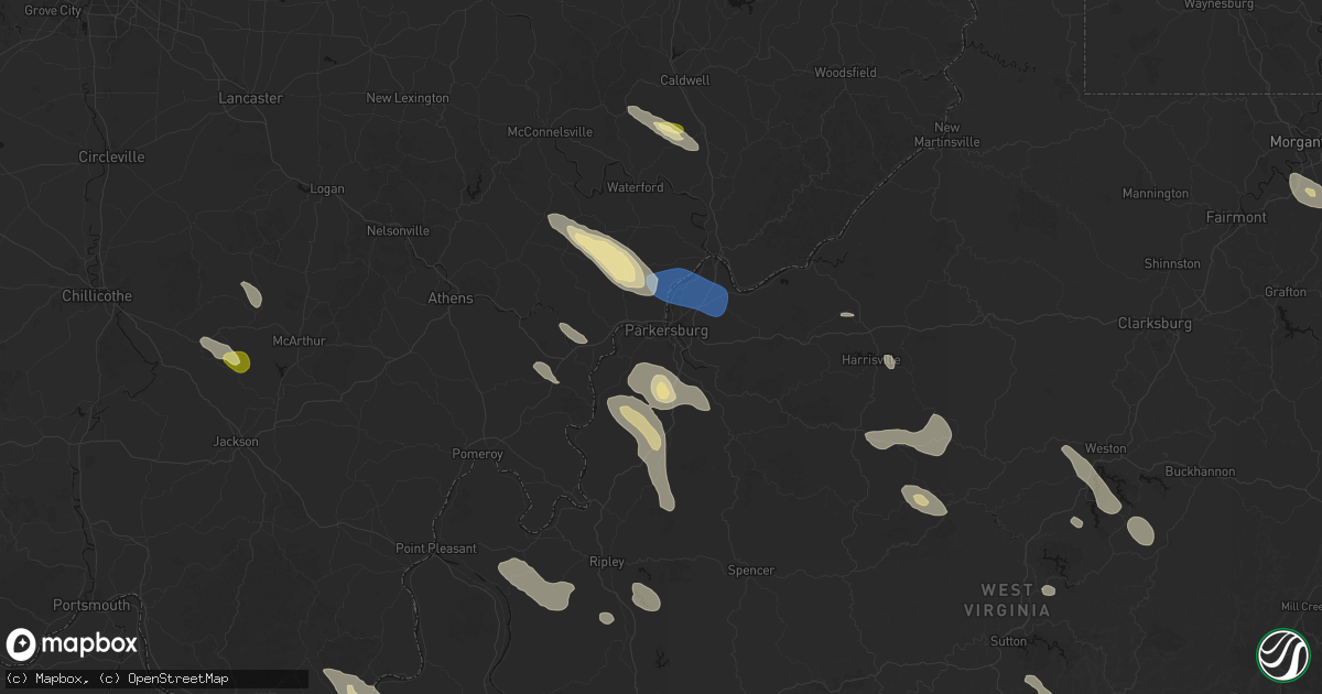 Hail map in Parkersburg, WV on September 4, 2026