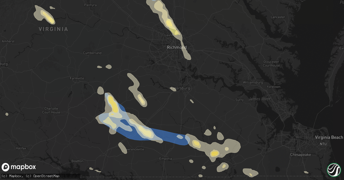 Hail map in Petersburg, VA on September 4, 2026