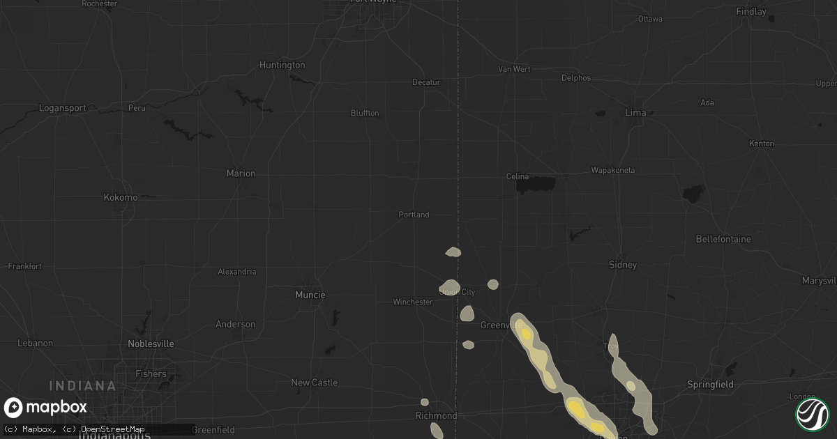 Hail map in Portland, IN on September 4, 2026