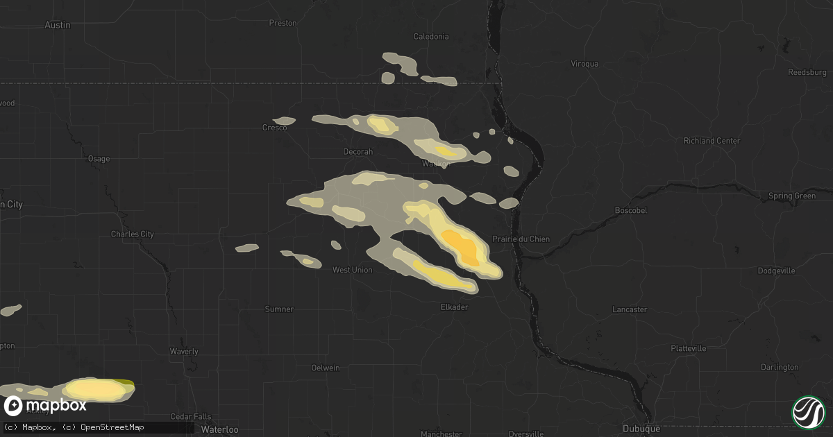 Hail map in Postville, IA on September 4, 2026