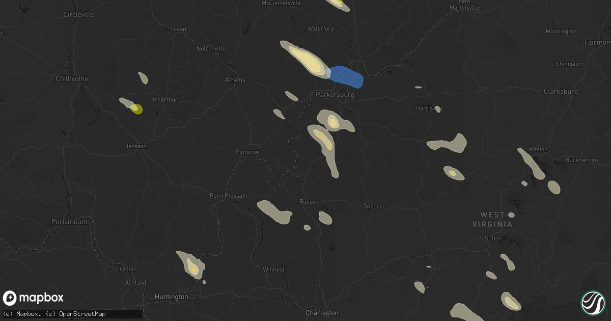 Hail map in Ravenswood, WV on September 4, 2026