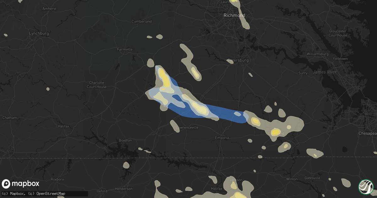 Hail map in Rawlings, VA on September 4, 2026