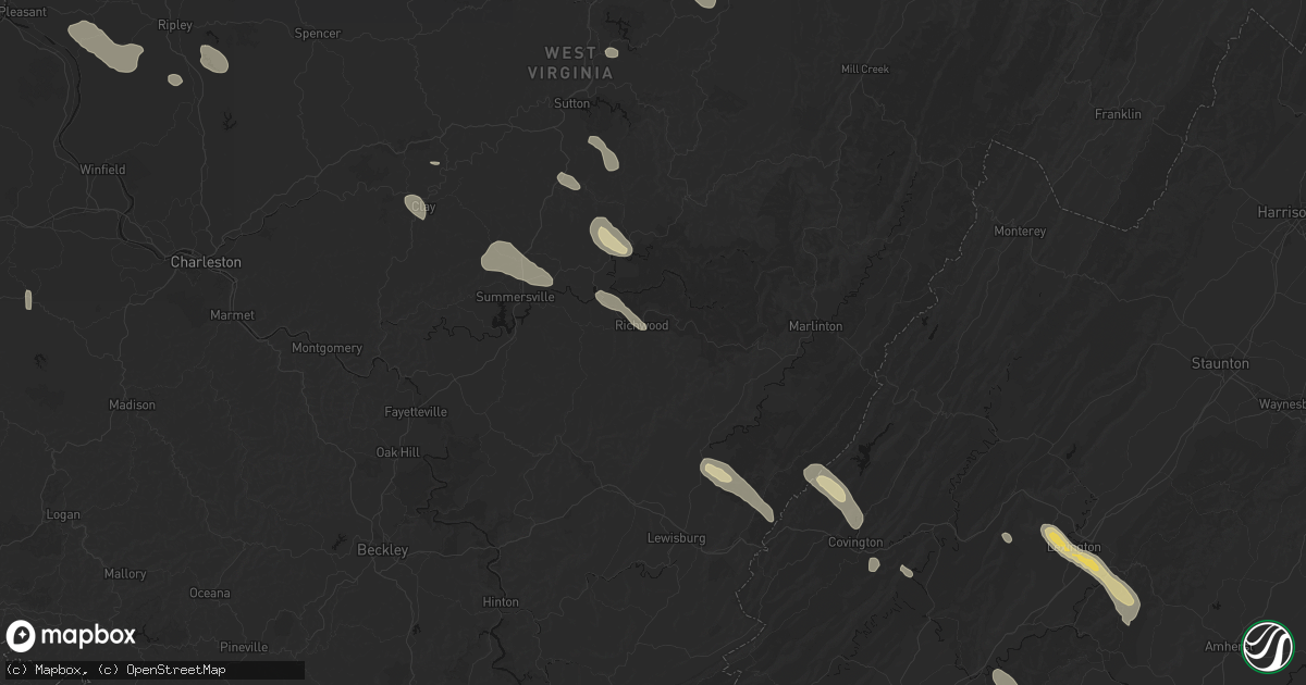 Hail map in Richwood, WV on September 4, 2026