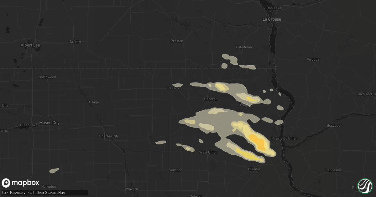 Hail map in Ridgeway, IA on September 4, 2026