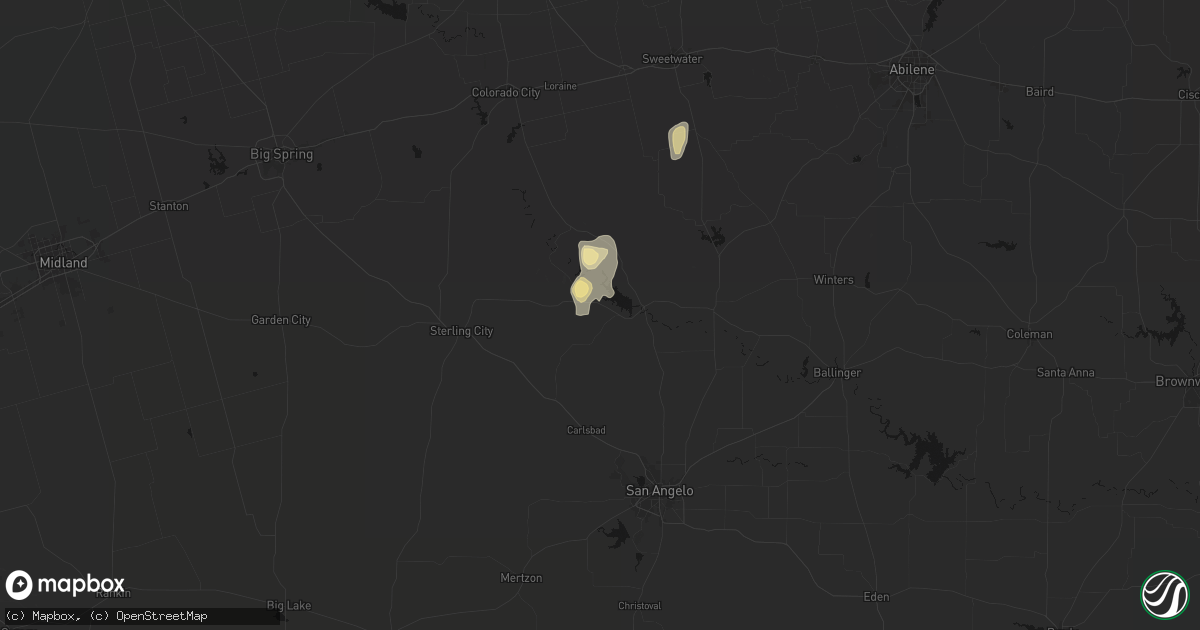 Hail map in Robert Lee, TX on September 4, 2026