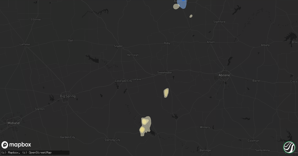 Hail map in Roscoe, TX on September 4, 2026