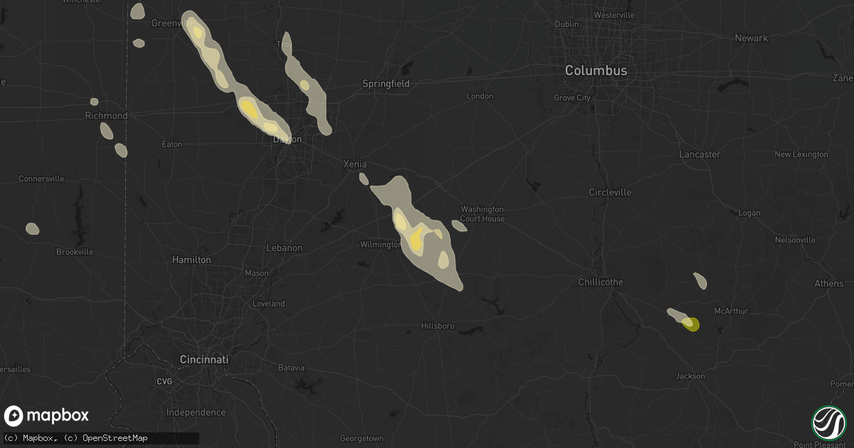 Hail map in Sabina, OH on September 4, 2026