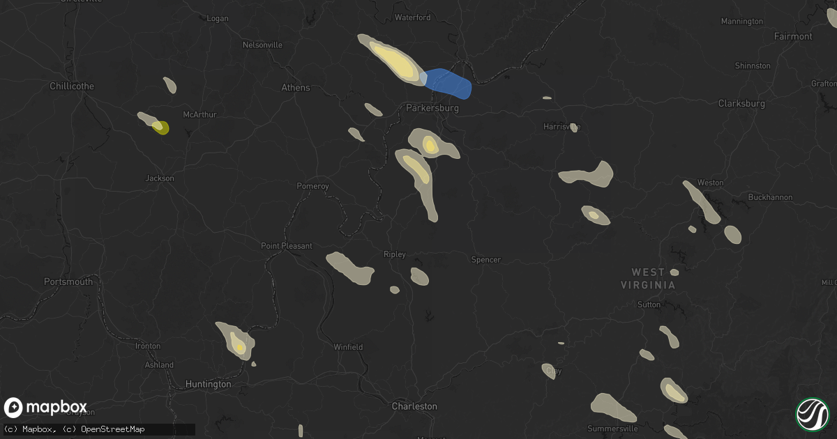 Hail map in Sandyville, WV on September 4, 2026