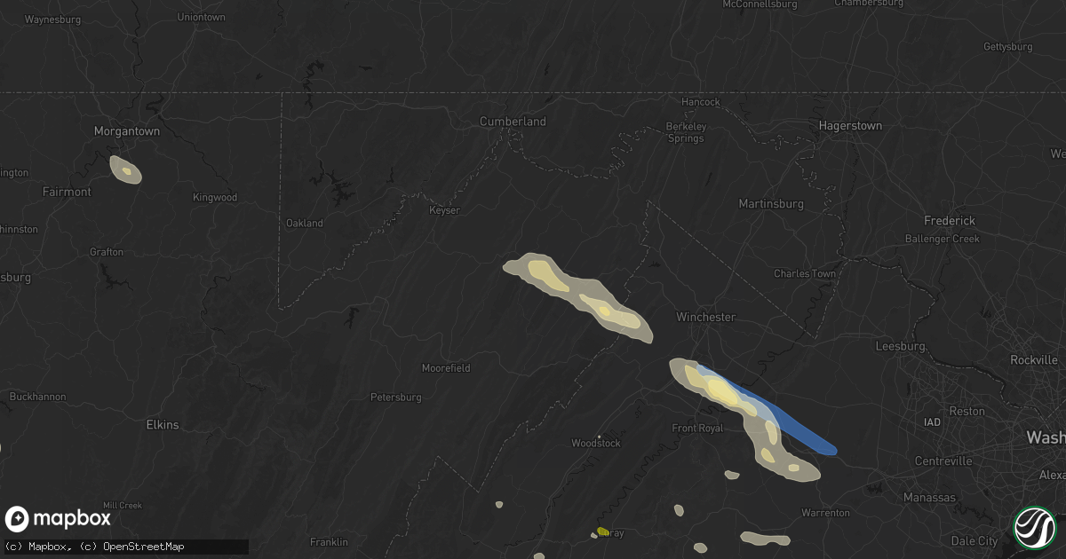 Hail map in Shanks, WV on September 4, 2026