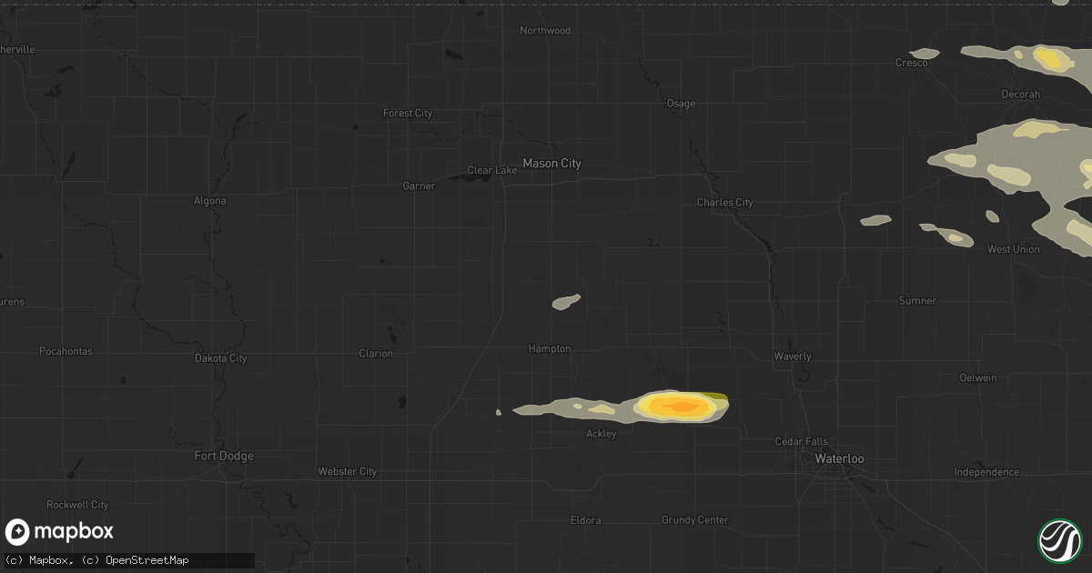 Hail map in Sheffield, IA on September 4, 2026