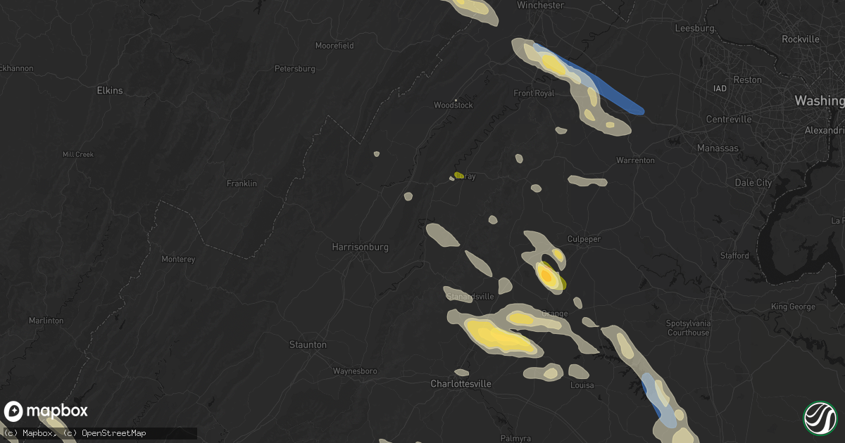 Hail map in Shenandoah, VA on September 4, 2026
