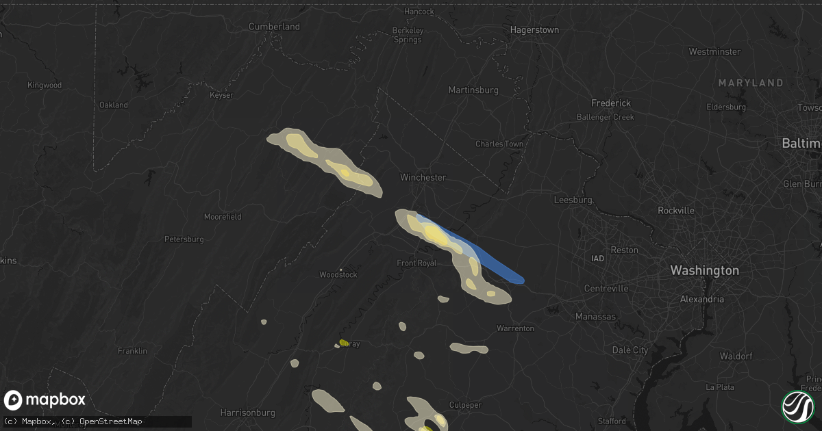 Hail map in Stephens City, VA on September 4, 2026