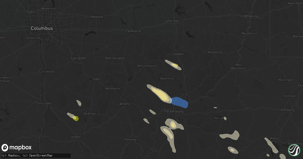 Hail map in Stockport, OH on September 4, 2026