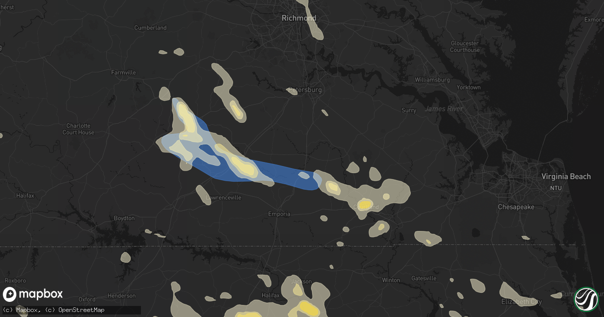Hail map in Stony Creek, VA on September 4, 2026