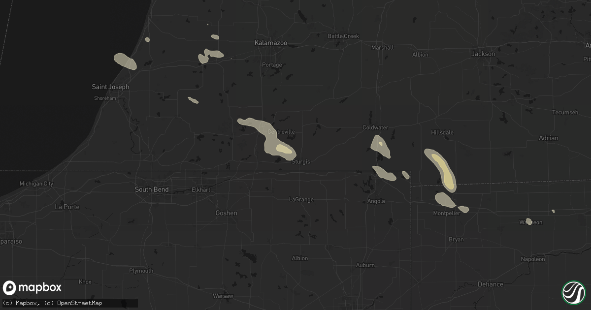 Hail map in Sturgis, MI on September 4, 2026