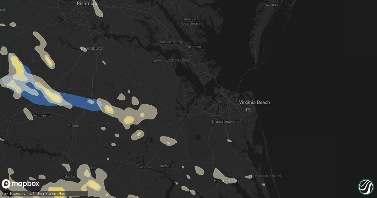 Hail map in Suffolk, VA on September 4, 2026