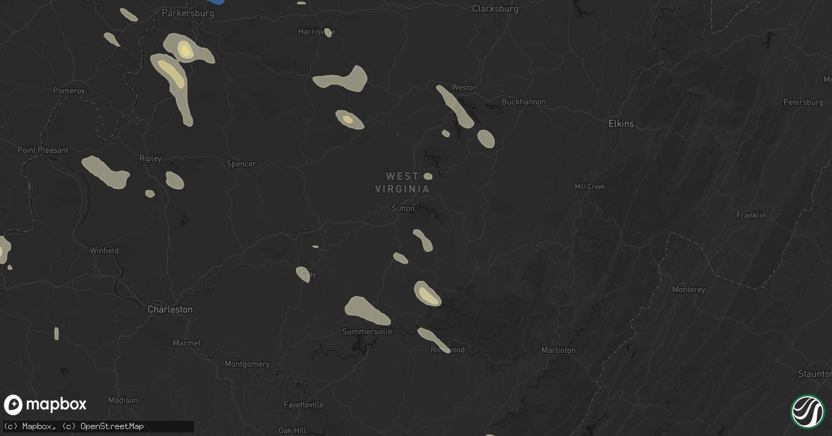 Hail map in Sutton, WV on September 4, 2026