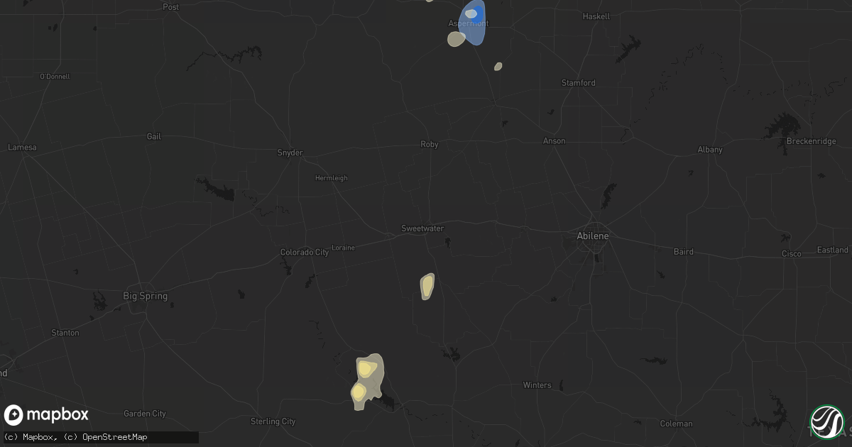 Hail map in Sweetwater, TX on September 4, 2026