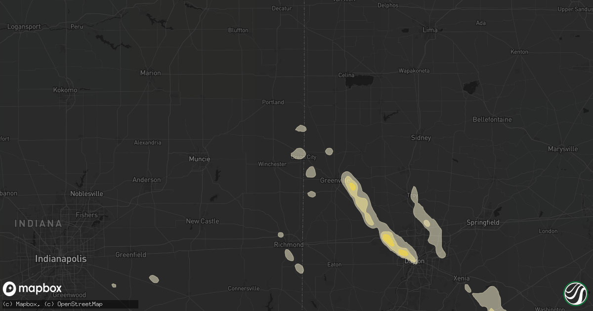 Hail map in Union City, IN on September 4, 2026