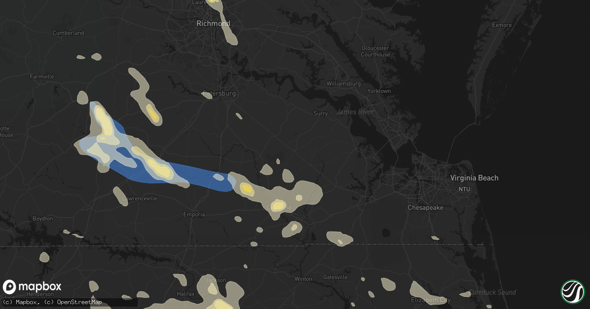 Hail map in Wakefield, VA on September 4, 2026