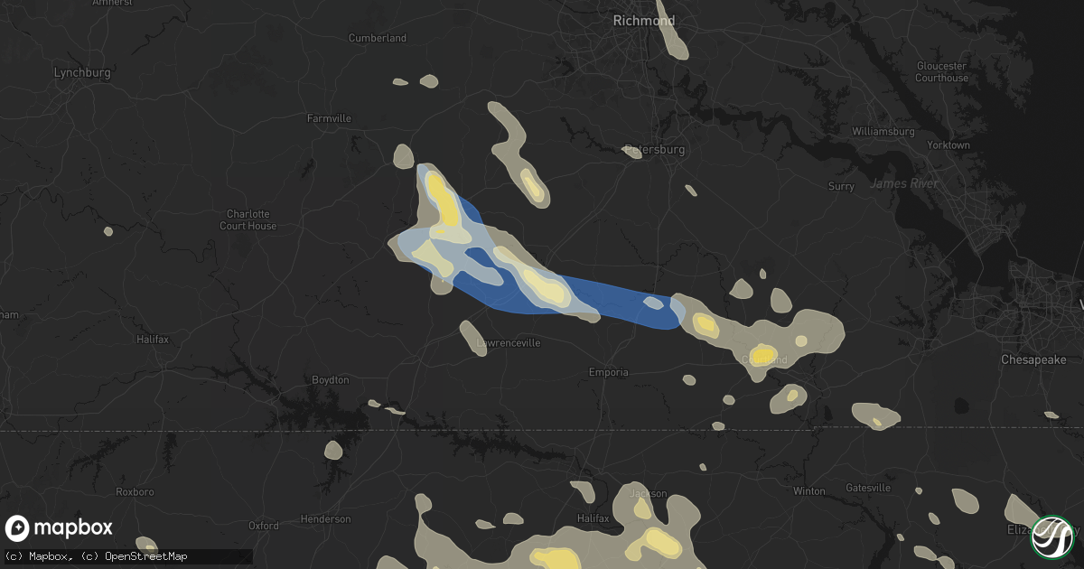 Hail map in Warfield, VA on September 4, 2026