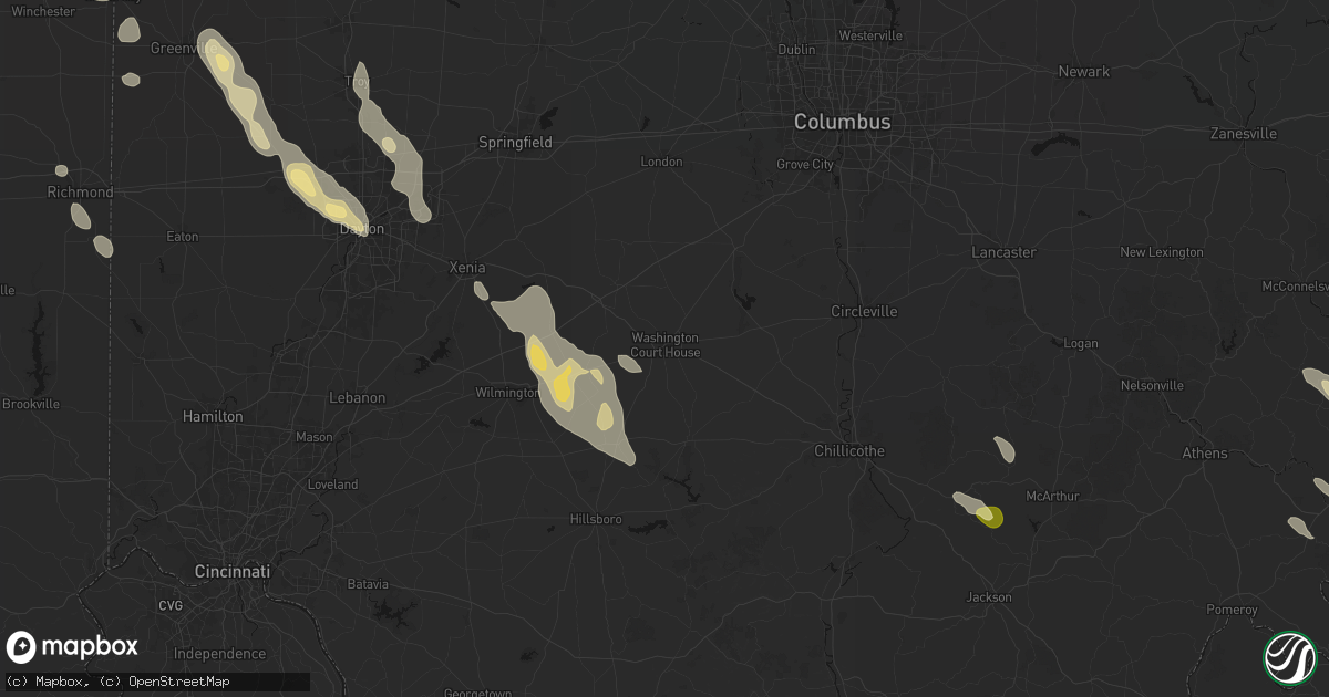 Hail map in Washington Court House, OH on September 4, 2026
