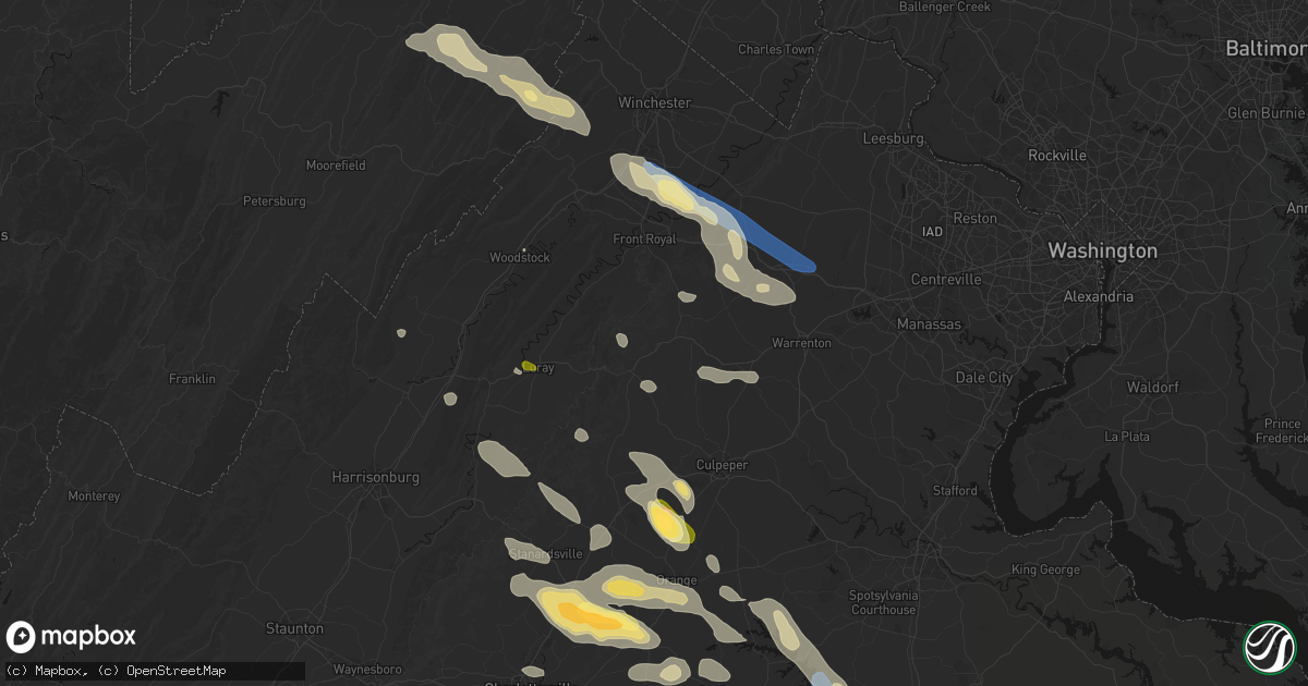Hail map in Washington, VA on September 4, 2026
