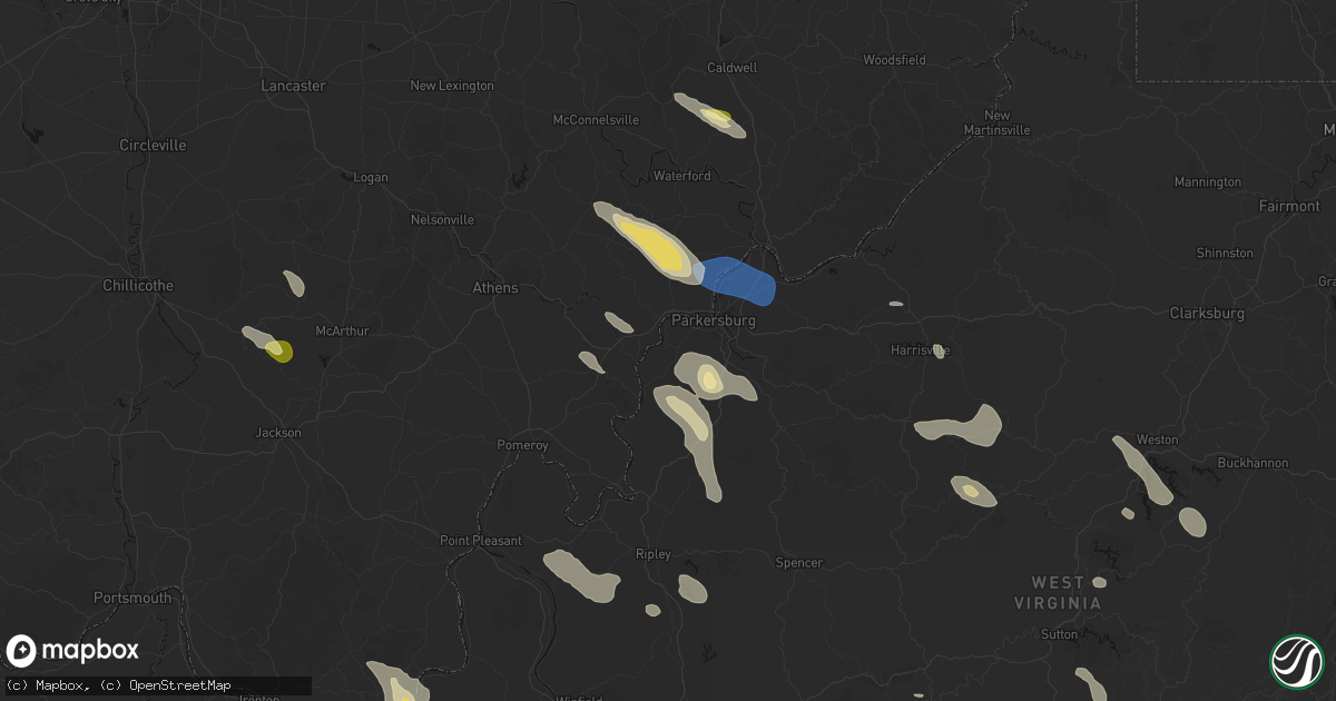 Hail map in Washington, WV on September 4, 2026