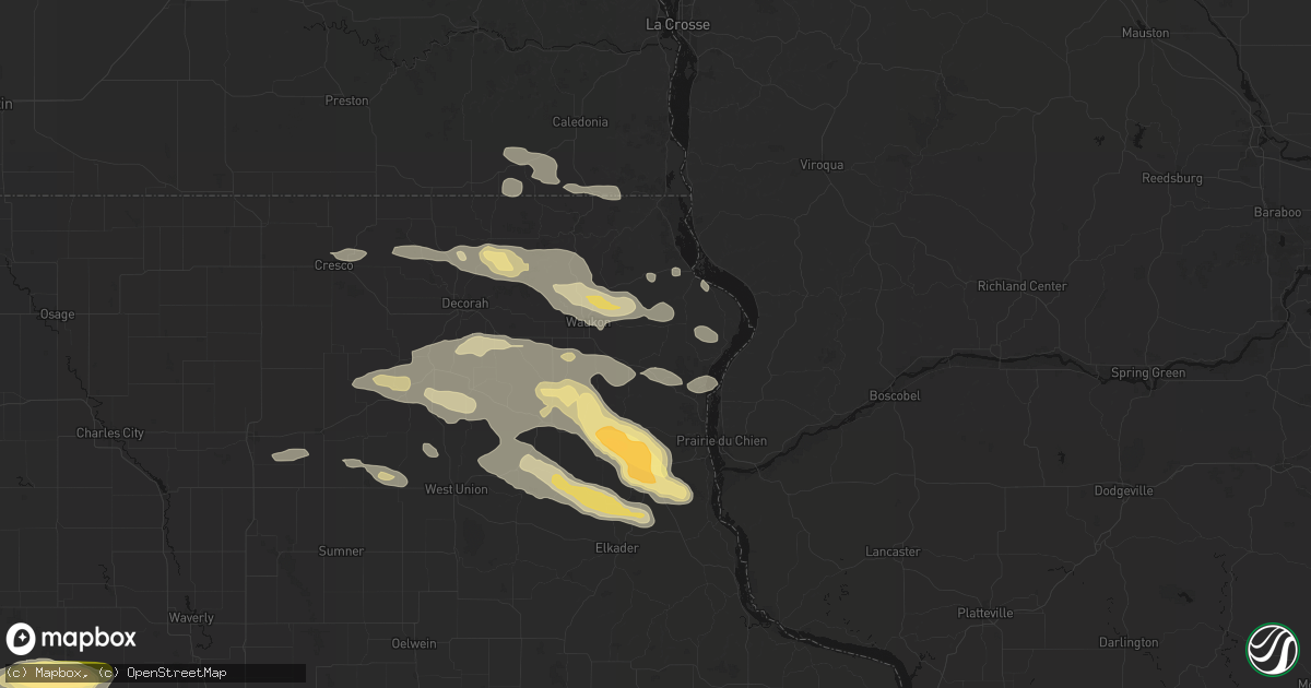Hail map in Waterville, IA on September 4, 2026