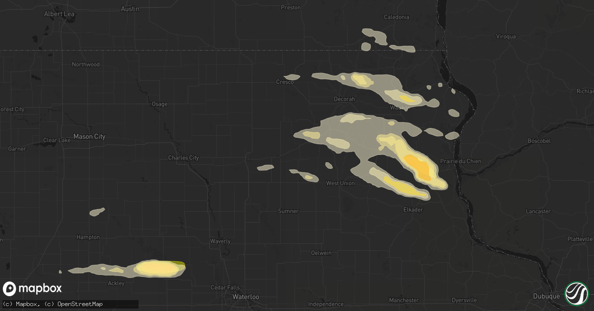 Hail map in Waucoma, IA on September 4, 2026