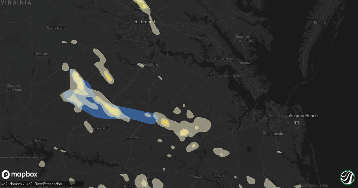 Hail map in Waverly, VA on September 4, 2026