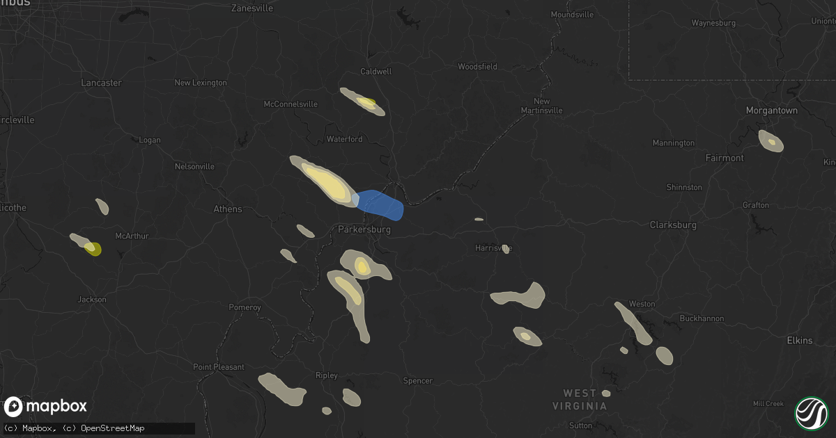 Hail map in Waverly, WV on September 4, 2026